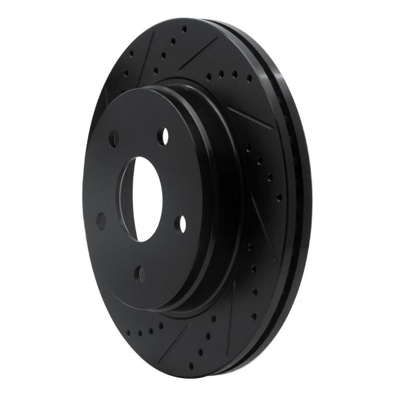 Chrysler Aspen Brake Rotor (1) - Front Left - R1 Concepts - Drilled & Slotted - Black - `02-`24